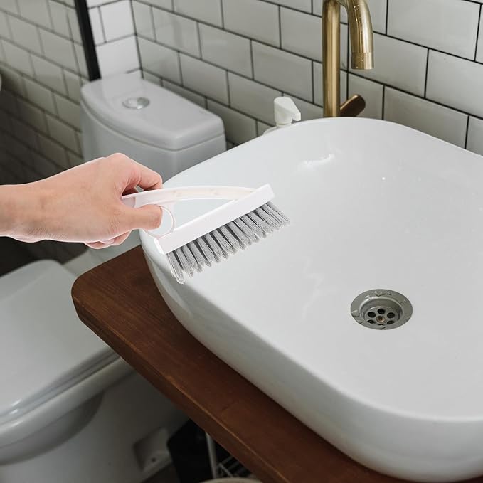 BETOOKY Grout Cleaning Brush and Bathroom Corner Scrubber with Hard Bristles, Triangular Tile and Floor Seam Brush for Shower and Toilet, Heavy Duty Handheld Cleaning Tool for Bathroom