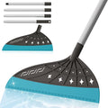 Air Broom for Household Cleaning, Silicone Broom Adjustable Handle, Sweep and Scrape 2-in-1 Squeegee Broom for Wet&Dry Messes, Hair, Liquids, Glass, Bathroom, Kitchen on Smooth Floor (Gray)