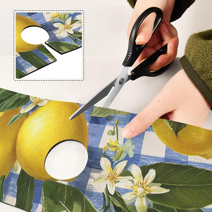 Gingham Blue and White Lemons Kitchen Sink Splash Guard Faucet Mat Diatomite Absorbent Pad for Bathroom RV 30x5.4in 1PCS water