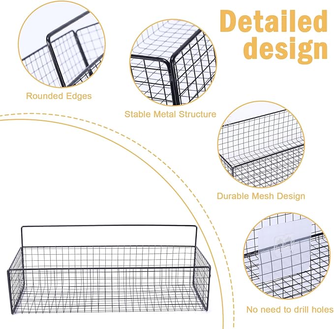 Bath Toy Storage, 2 Pack Metal Mesh Bath Toys Organizer for Bathtub Wall & Shower, Large Capacity Shower Toys Holder with Rustproof Hanging Basket Design for Restroom, Toilet, Bathroom, Kitchen-Black