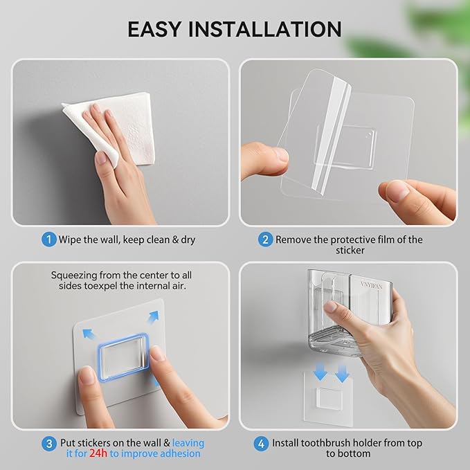 Toothbrush Holders for Bathrooms, 3 Slots Detachable Electric Toothbrush Holder Wall Mounted with Divider, Removable Tooth Brush and Toothpaste Holder Organizer for Bathroom/Kitchen/Office