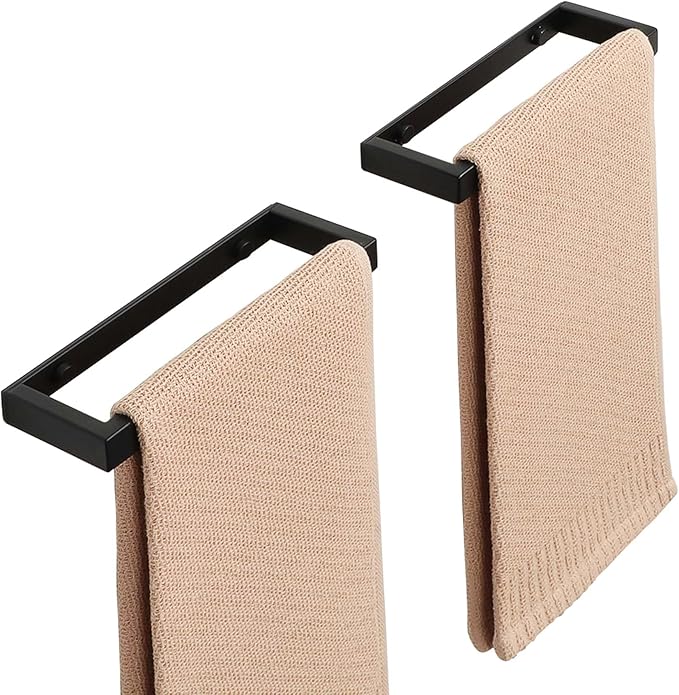 Alise Bath Towel Bar,Wall Mount Towel Holder Towel Rack Towel Hanger for Bathroom Lavatory,8 Inch SUS304 Stainless Steel Towel Rail,Matte Black 【2-Pack】