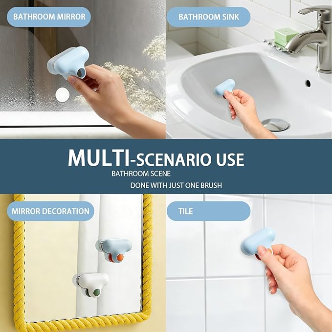 Squeegee for Shower Glass, 2 in 1 Window Scrubber, Sponge Wipe, Silicone Squeegee, for Bathroom Mirror Makeup Mirror