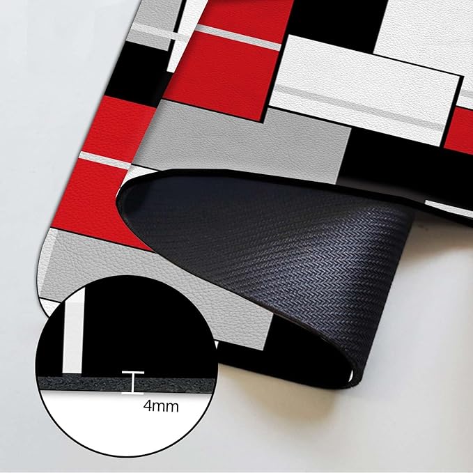 MCALK Geometric Red Kitchen Sink Faucet Mat Splash Guard, Absorbent Quick-Dry Kitchen Sink Mat - Ideal for Splash Guard & Drip Catching with Modern Art Decor( 1pc 15"x5.5")
