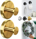 Luxe Hold No-Drill Hooks, 2024 Upgraded Suction Cup Hooks, Stainless Steel Waterproof Suction Cup Hooks for Shower, Bathroom, Hanging Towels, Mounting on Glass Shower Doors, Tile, Mirrors (Gold*2)