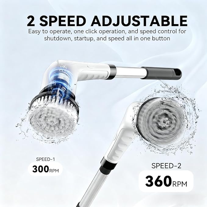 Electric Cleaning Brush - Waterproof Rotating Tool | Electric Shower Scrubber,for Home Shower Doors Kitchen Sinks Bathtubs Grout Lines Outdoor Furniture
