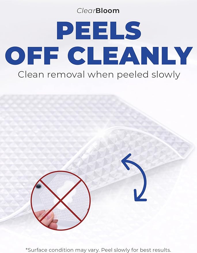 Anti-Slip Shower Stickers for Tub & Shower Floor — Original Clear Hex Non-Slip Bathtub Stickers, 24 Pack 3.25”, Micro-Pyramid Grip, Scraper Included, Easy Apply