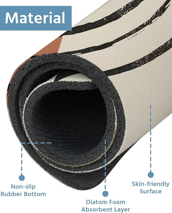 Patterned Sink Faucet Mat Kitchen Splash Guard Super Absorbent Drying Mat, Non-Slip Drain Pad for Kitchen Counter or Bathroom-24x5.5in