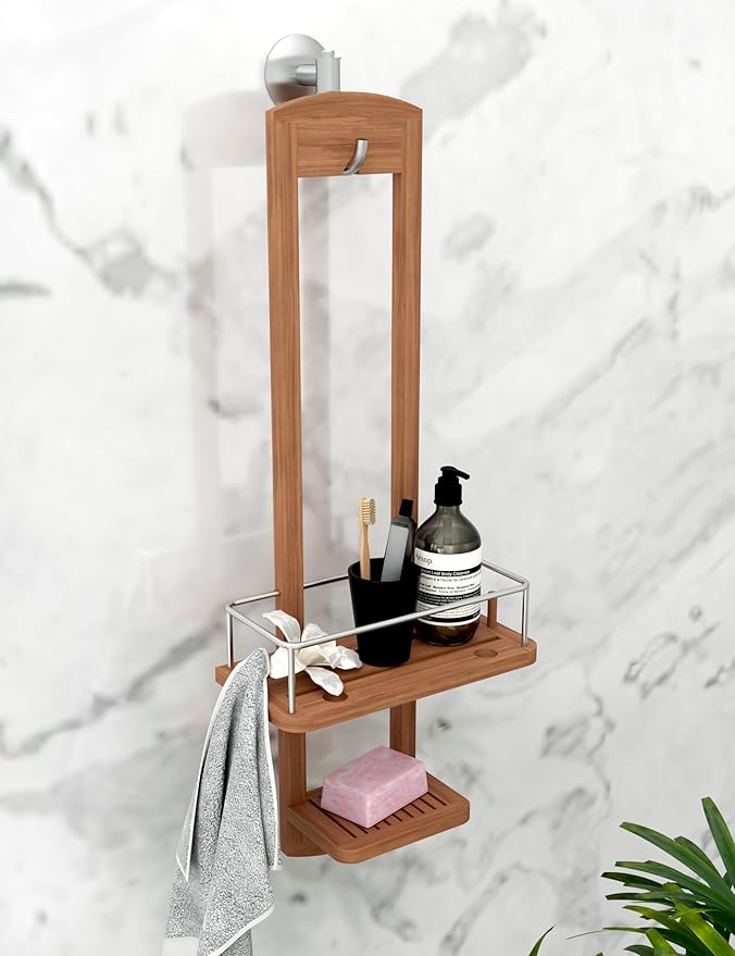 AquaTeak The Original Moa Small Teak Shower Caddy