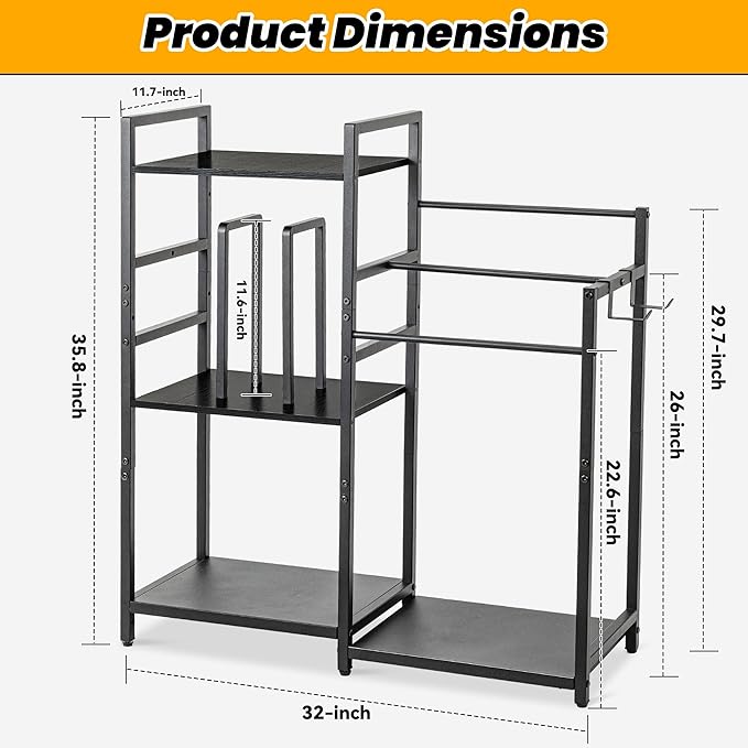 Aquzee Standing Towel Racks for Bathroom, 3-Tier Hand Towel Holder Organizers, Towel Drying Rack Stand, U-Shaped Removable Dividers Towel Storage for Rolled Folded Drying Towels, Black