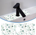 Faucet Mat for Kitchen Sink Watercolor Green Leave Branche, Soft Diatom Mud Material, Strong Water Absorption, Non-slip, Easy to Clean for Bathroom, Kitchen 15"X5.5"