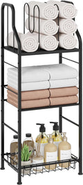 SWTYMIKI Free Standing Towel Rack - 3 Tier Towel Racks for Bathroom with M-Shaped Dividers, Durable Metal Towel Holder, Pool Towel Rack, Space-Saving Towel Storage Organizer, Modern Bath Towel Shelf
