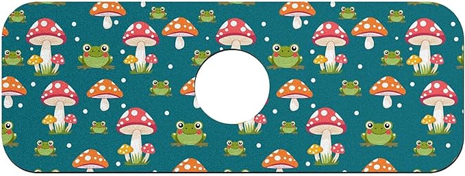 Faucet Draining Mat For Kitchen Sink, Red Mushroom Frog Diatom Mud Absorbent Drain Pad For Bathroom Kitchen Sink Splash Guard Drying Mat