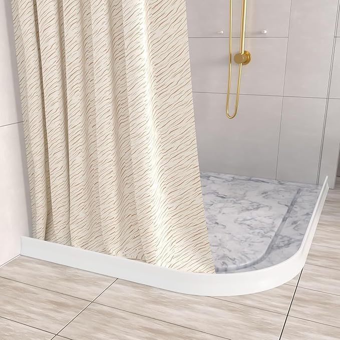 3.8" High Shower Dam 39" Collapsible Shower Water Stopper, Shower Threshold Water Splash Guard, Guard for Walk in Shower, Water Guard Stopper for Floor, Shower Door Water Blocker