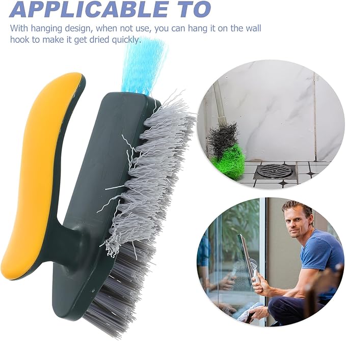 Gap and Corner Cleaning Brush for Bathroom and Floor, Yellow-Green Scrubbing Brush for Small Spaces, Stiff Bristle Groove and Track Cleaner for Home Use