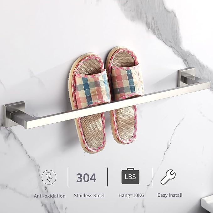 LANC 32-Inche Long Towel Bar for Bathroom Wall Mounted Brushed Nickel Bath Towel Rack Stainless Steel 80CM Towel Rod for Kitchen Square Towel Holder Towel Rail Towel Hanger, A9010BN-L8