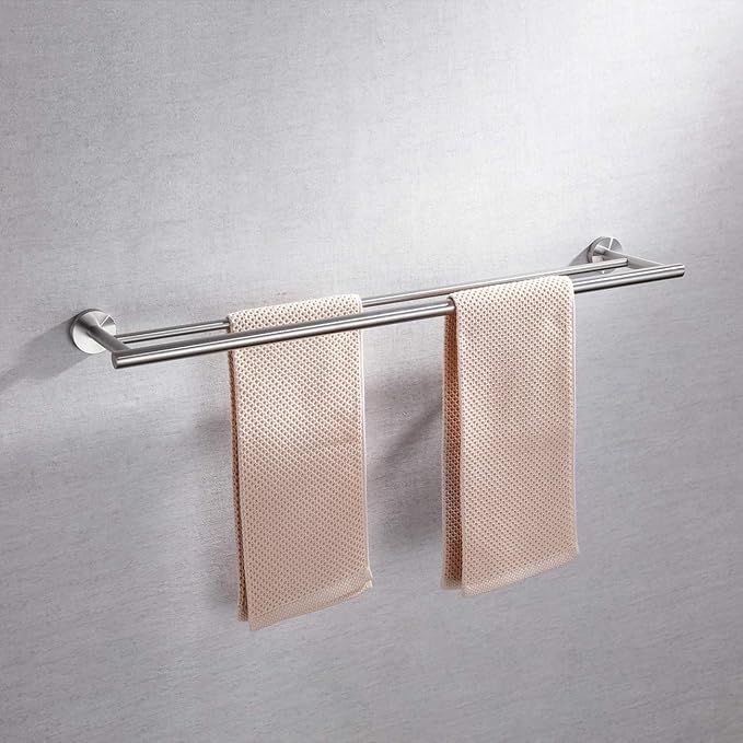 Miyili 30-Inch Bathroom Double Towel Bar Brushed Stainless Steel Bath Towel Rack Holder Wall Mount, A01N75B