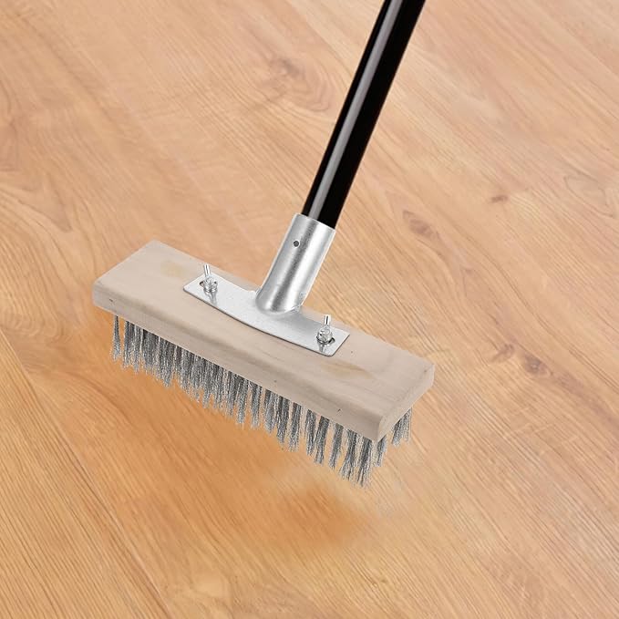 Heavy-Duty Stainless Steel Wire Floor Scrub Brush 20cm Head and Grout for Outdoor Concrete, Patio, Garage, and Garden Surfaces – Floor Cleaning Scrubber Tool