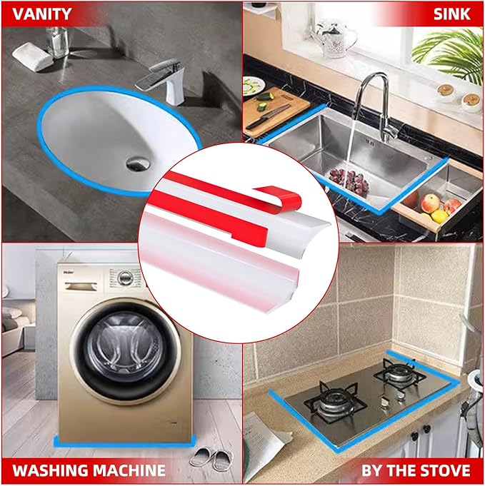 Shower Threshold Water Dam, 78" Transparent Flexible Silicone Water Barrier Seal Strip, Self Adhesive Splash Guard for Sink, Bathroom,Shower Door