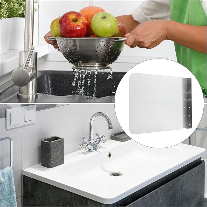 QWORK 304 Stainless Steel Splash Guard Set, Rustproof, Wear-Resistant, Quick Installation, Rounded Design for Safety