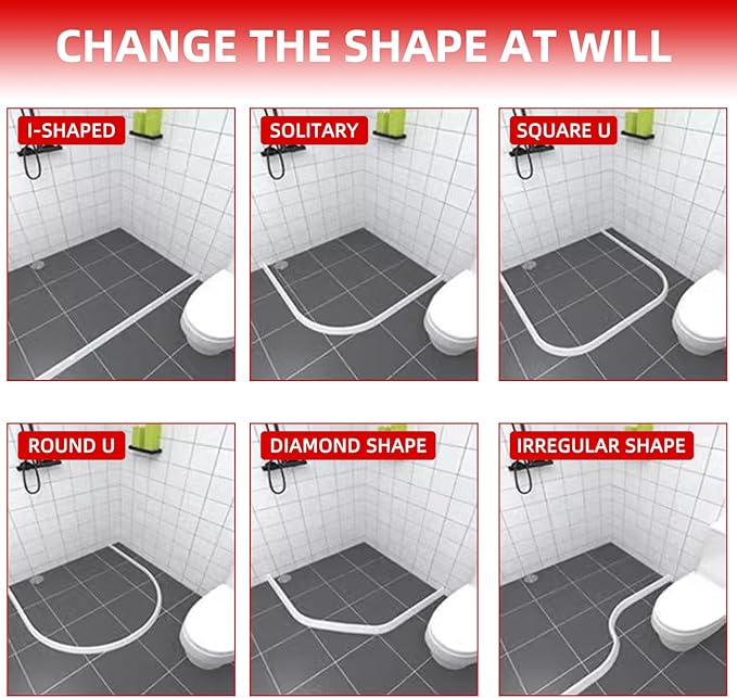 Shower Threshold Water Dam, 78" White Silicone Flexible Water Barrier Seal Strip, Self Adhesive Splash Guard for Sink Tops, Bathtub, Showers