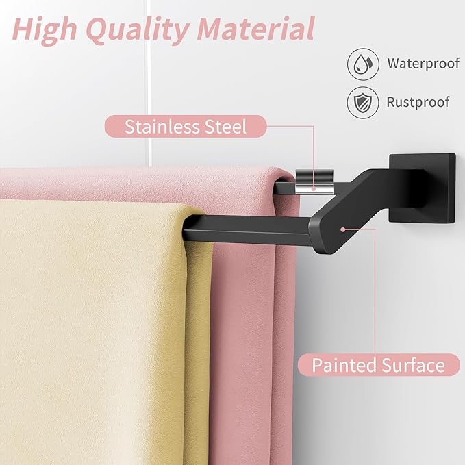 Double Towel Bar 32 Inch, Heavy Duty Stainless Steel Double Towel Racks for Bathroom Wall Mounted, Space Saving Bathroom Towel Holder Rod, Matte Black