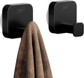 TAILI 304 Stainless Steel Bathroom Suction Hook for Towel, Loofah, Bathrobe, Patented Strong Suction Cup, Damage-Free Hanging Glass Shower Wall Hook, Hold Up to 11 Lbs, 2 Pack, Modern Square, Black