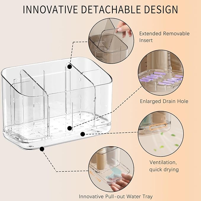 Electric Toothbrush Holder，Toothbrush and Toothpaste Holder for Bathroom,5 Slots Toothbrush Organizer with Adjustable Dividers for Bathroom/Kitchen/Office/Kids