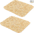 Yolife Pebble Sink Mats for Stainless Steel & Porcelain Sink, 2 PCS PVC Sink Saddle Protectors Kitchen Sink Mat for,Dishes and Glassware (Yellow-Brown)
