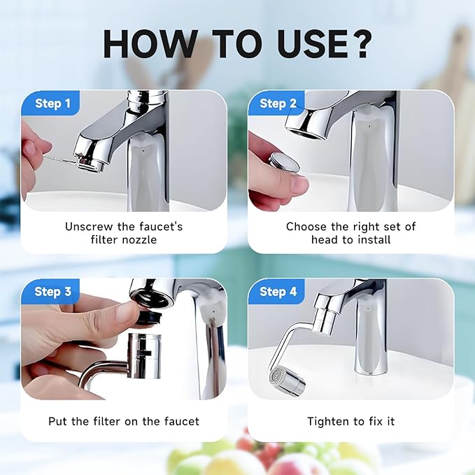 1440° Rotatable Faucet Aerator Extension, 2026 New 2 Modes Universal Sink Faucet for Splash Reduction, 1080° Rotating Multifunctional Faucet Extender for Bathroom Sink Kitchen