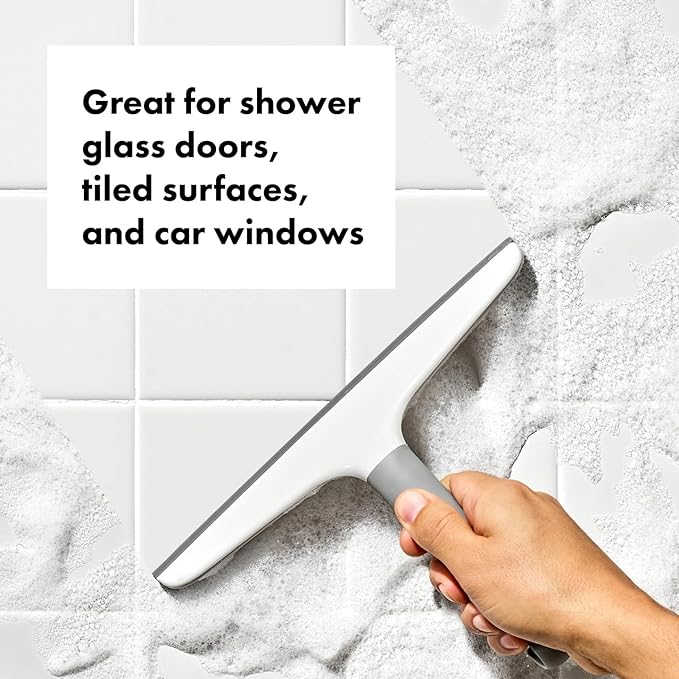 10 Inch Multi-Purpose Squeegee,for Shower Doors, Mirrors & Tiles – Streak-Free Window Cleaning Tool with Handle and Built-in Hook – Bathroom Scraper for Home and Car Glass