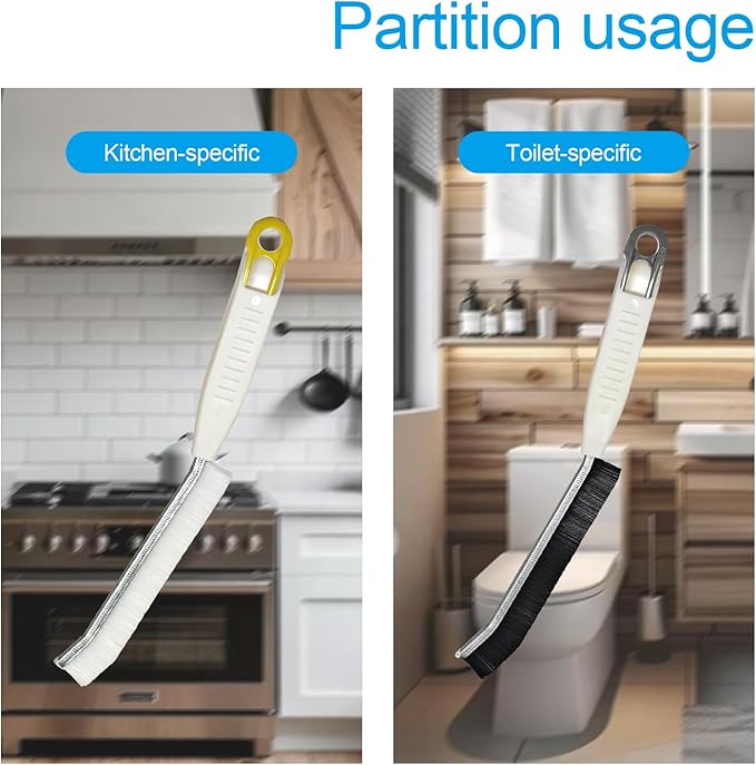 Hard Bristle Crevice Cleaning Brush,Multifunctional Gap Scrub Brush, Suitable for Tile Gaps, Bathroom, Kitchen, and Sink, with Anti-Slip Handle Design (2 Pieces)