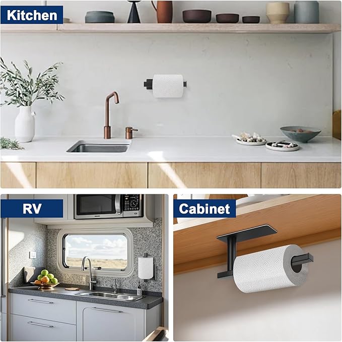 NearMoon Toilet Paper Holder Self Adhesive, Premium Thick SUS304 Stainless Steel Square Rustproof Toilet Roll Holder no Drilling for Bathroom, Kitchen, Washroom (Matte Black)