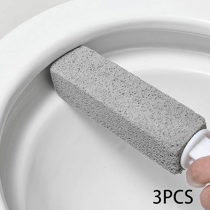 Pumice Toilet Brush, Hard Watermark Remover Cleaning Stone, Suitable for Tile Grout Rust Grill Toilet Bowls (3pcs)