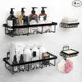 Adhesive Shower Caddy Shelves 4 Pack - No Drill Rust-Proof Bath Organizer for Small Bathrooms