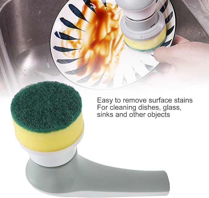 Electric Spin Scrubber Handheld Cleaning Brush with 3 Brush Heads, 360° Rotating USB Rechargeable - Powerful Removal, Lightweight Portable Design for Home & Kitchen Clean