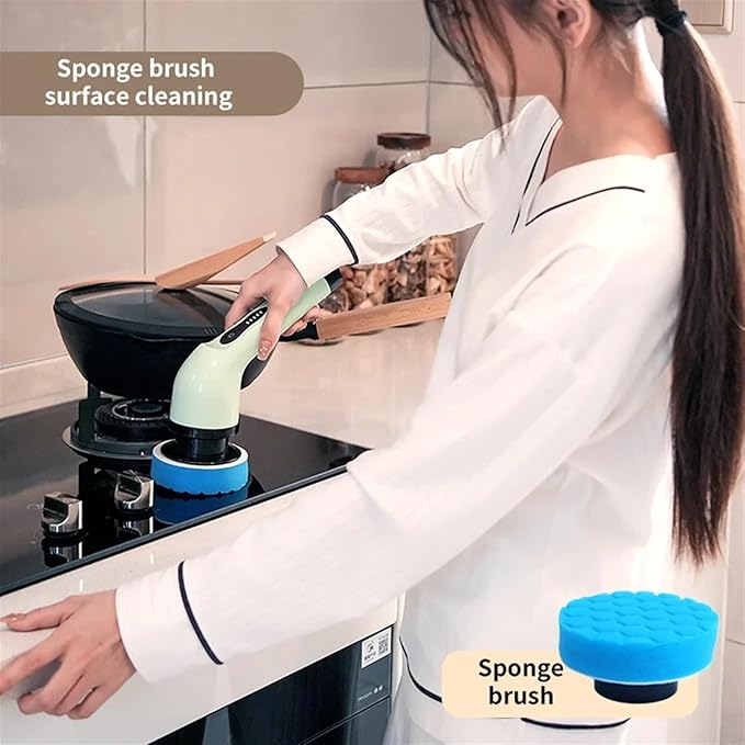 9-in-1 Electric Cleaning Brush Electric Spin Cleaning Scrubber Electric Cleaning Tools Parlour Kitchen Bathroom Cleaning Gadgets (Size : White 9 Heads)