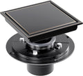 6 Inch Square Shower Drain with Flange Reversible 2-in-1 Cover Tile Insert Grate SUS 304 Stainless Steel, Hair Catcher, Anti-Clog, Rust-Resistant, Fast Drainage (Oil Rubbed Bronze)