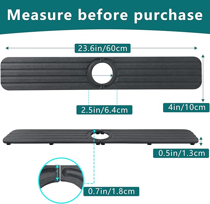 Faucet Mat for Kitchen Sink - 23.6 x 4inch Faucet Splash Guard for Bathroom Counter, Absorbent Diatomite Mat, Fast Drying Stone Sink Tray, Prevents Moisture Buildup