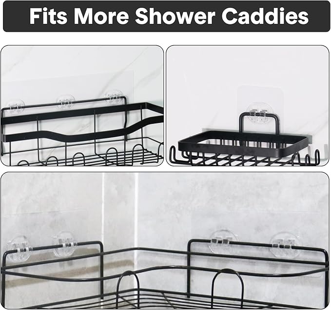 Lsnisni 20 Pack Shower Caddy Adhesive Replacement, Strong Adhesive Hooks for Shower Caddy, Waterproof Shower Adhesive Strips, No Drilling,for Bathroom Storage Shelves and Kitchen Racks