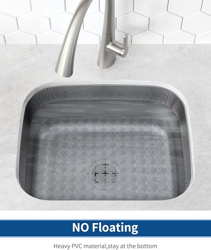Bligli Sink Mat for Stainless Steel/Ceramic Sinks, 2 Pack 15.7x11.8 inches PVC Sink Protectors for Bottom of Kitchen Sink, Dishes and Glassware drain Mats, Durable and Fast Draining (Transparent)