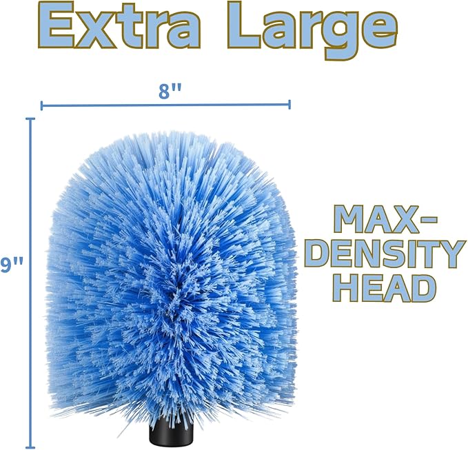 2 Pack Screw on Webster Cobweb Duster Head for Pole,Spider Web Remover Brush, Cobweb Duster Head Attachment,Fits Standard 3/4 inch Threaded Poles(Big Keeps Its Shape, Blue)