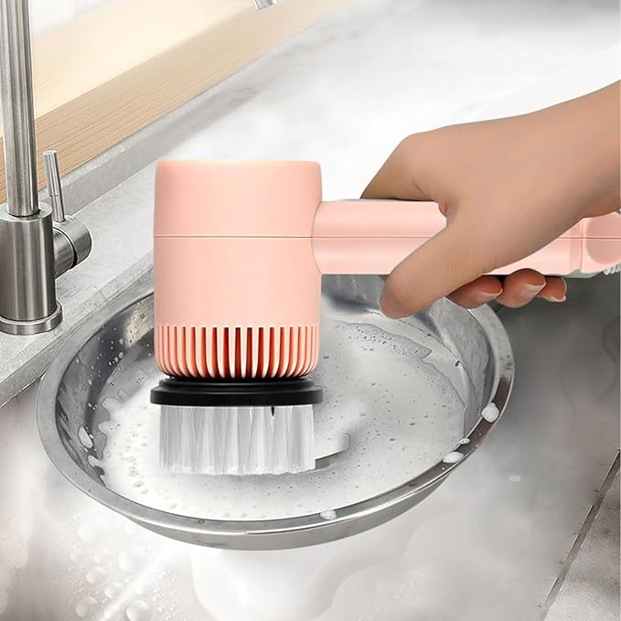 Electric Spin Scrubber, Electric Cleaning Brush with 6 Brush Heads, Rotating Head Powerful Spin Scrubbers, Multipurpose Electric Cleaning Brush for Kitchen Bathroom and Floor