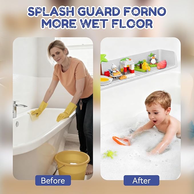 Splash Guard for Bathtub,Bathtub Organizer & Splash Guard ,Safe Bathroom Waterproof Cover,Longer Silicone tub Waterproof cover-31.4in,Practical Bath Accessory
