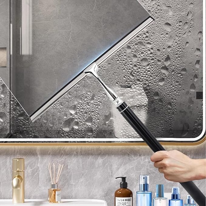 17.3″-60″ Telescopic Squeegee for Window Cleaning, Shower Squeegee for Glass Doors, Outdoor Window Cleaner Tool for Car Windshield Floor Tile Wall