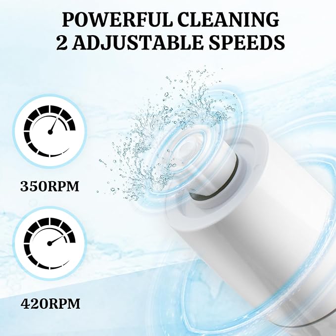 Electric Spin Scrubber with LCD Display,Shower Scrubber with Long Handle,Cordless Power Cleaning Brush with 8 Brush Heads, Electric Scrubber for Bathroom Kitchen Cleaning,IPX7 Waterproof