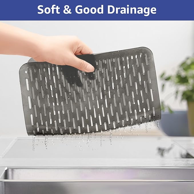Yolife 2 Pack Kitchen Sink Mats,15.8inch x 12inch PVC Sink Protector Mat for Stainless Steel, Sink Drainer Mat Dish Drying Mat Protector Prevents Scratches,Dishes and Glassware