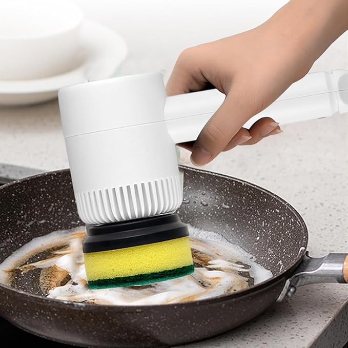 Electric Spin Scrubber, Electric Cleaning Brush with 6 Brush Heads, Rotating Head Powerful Spin Scrubbers, Multipurpose Electric Cleaning Brush for Kitchen Bathroom and Floor