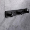 Adhesive Bathroom Black Hook Rail, 3 Matte Black Wall Key Hooks Rack Hanger Towel Robe Stick Door Hooks for Bathroom Toilet Entryway Hallway Kitchen Wall Mounted
