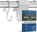 10-Pack Metal S Hooks for Hanging – Heavy-Duty S-Shaped Hooks with Safety Buckle – Fits Bars up to 0.6 in – Anti-Drop Hooks for Kitchen, Pot Racks & Towel Bars – White (Small)